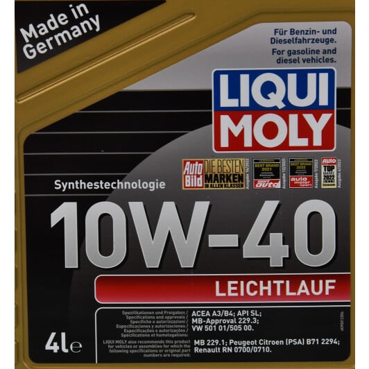 Моторна олива Liqui Moly Leichtlauf 10W-40 4 л на Opel Corsa