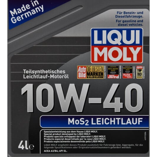 Моторна олива Liqui Moly MoS2 Leichtlauf 10W-40 4 л на Hyundai Stellar