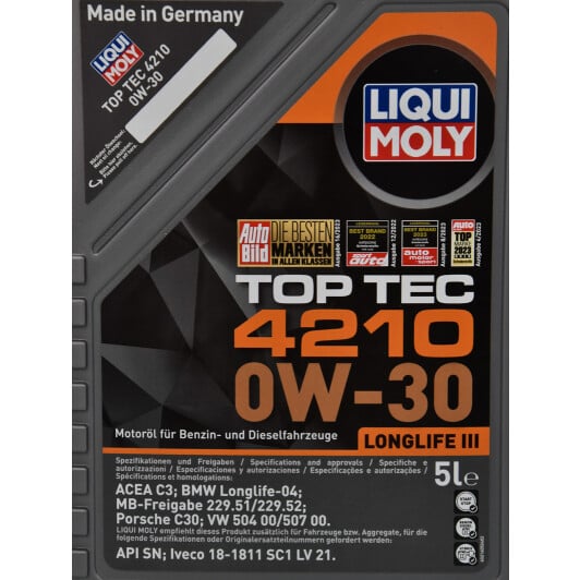 Моторное масло Liqui Moly Top Tec 4210 0W-30 5 л на Volkswagen Jetta