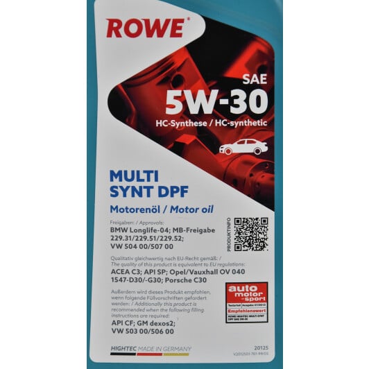 Моторное масло Rowe Multi Synt DPF 5W-30 на Daihatsu Applause