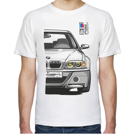 Футболка чоловіча Avtolife класична BMW E46 MotorSport White біла принт спереду S