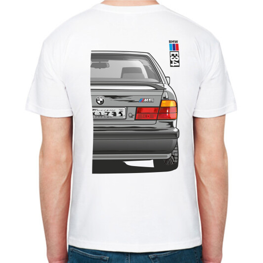 Футболка чоловіча Avtolife класична BMW E34 MotorSport White біла принт ззаду XL