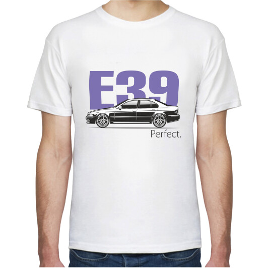 Футболка чоловіча Avtolife класична BMW E39 Perfect Violet біла принт спереду
