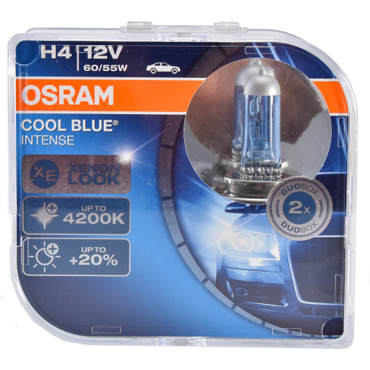 Автолампа Osram Cool Blue Intense H4 P43t 55 W 60 W светло-голубая 64193cbihcb