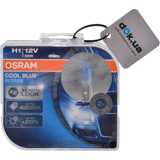 Автолампа Osram Cool Blue Intense H1 P14,5s 55 W світло-блакитна 64150CBI-HCB