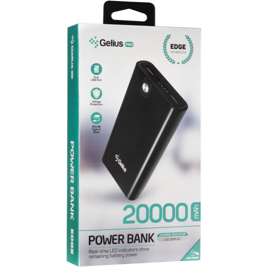 Повербанк Gelius Pro Edge 20000 mAh чёрный
