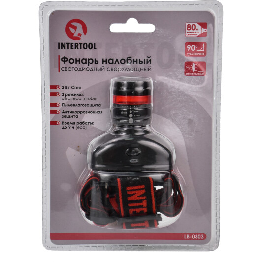 Налобный фонарь Intertool lb0303