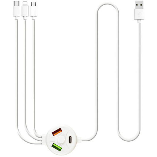 Кабель 3 в 1 XoKo USB - Apple Lightning - type-C - Micro USB SC-3300WT 1,2 м