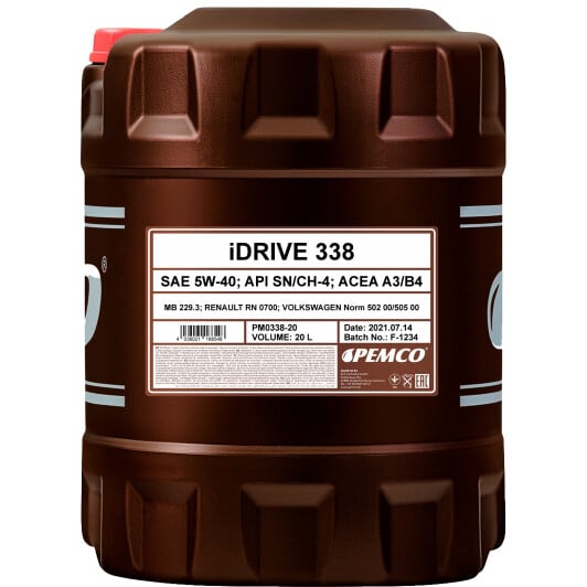 Моторное масло Pemco iDrive 338 5W-40 20 л на Ford Mustang
