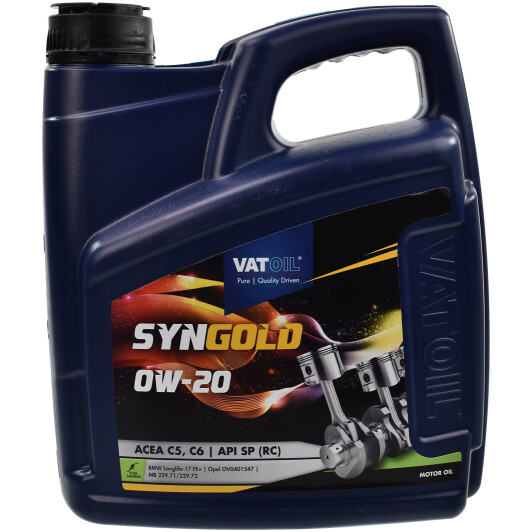 Моторна олива VatOil SynGold 0W-20 4 л на Chevrolet Zafira