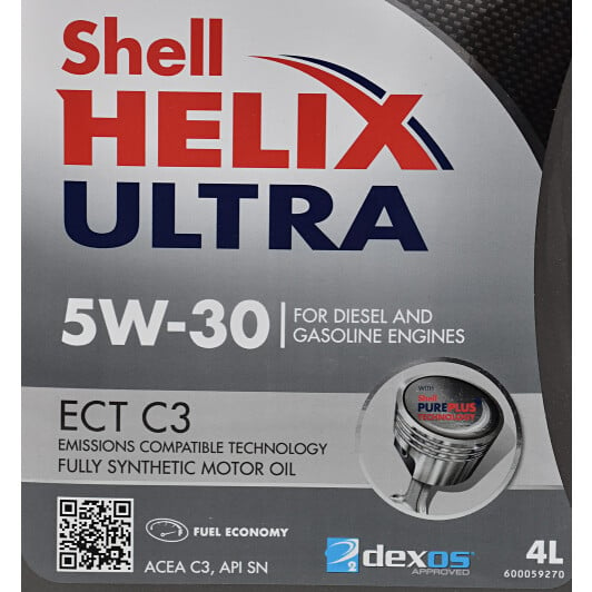 Моторное масло Shell Helix Ultra ECT C3 5W-30 для Chrysler Sebring 4 л на Chrysler Sebring