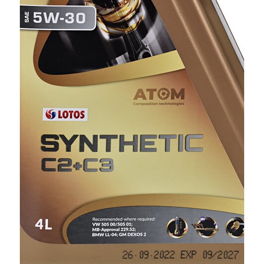 Моторное масло LOTOS Synthetic C2+C3 5W-30 4 л на Citroen C5