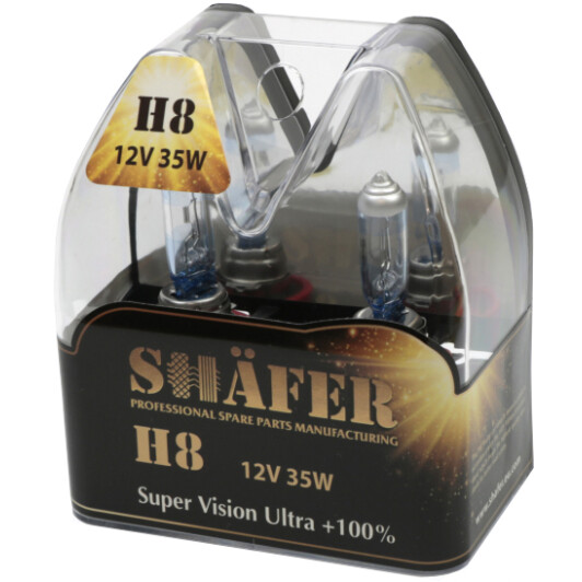 Автолампа Shafer Super Vision Ultra +100% H8 PGJ19-1 35 W прозоро-блакитна SL3008