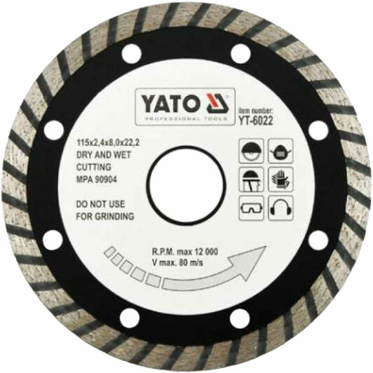 Круг отрезной Yato Turbo YT-6022 115 мм