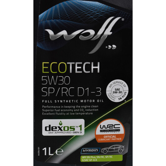 Моторное масло Wolf EcoTech SP/RC D1-3 5W-30 1 л на Chevrolet Zafira