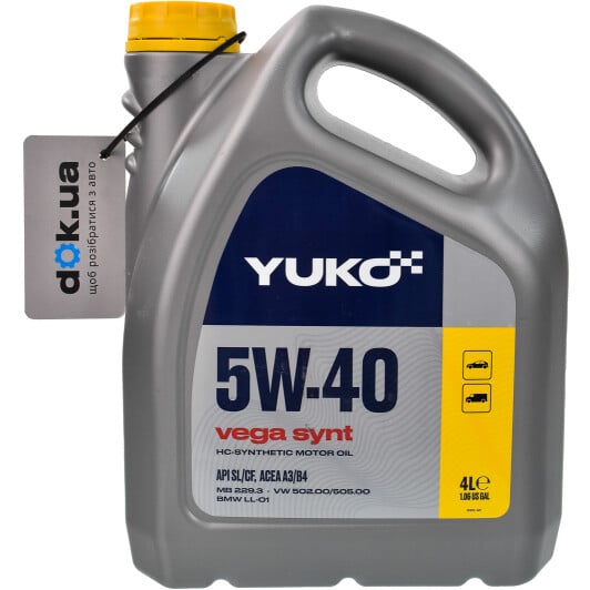 Моторна олива Yuko Vega Synt 5W-40 4 л на Skoda Superb