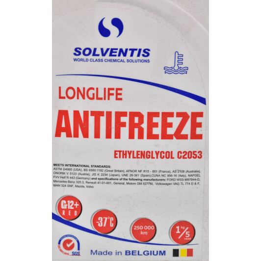 Solventis G12+ красный -37 °C готовый антифриз