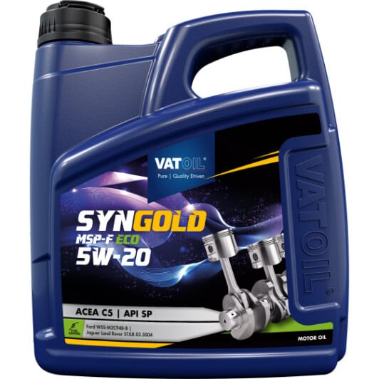 Моторна олива VatOil SynGold MSP-F ECO 5W-20 4 л на Chevrolet Kalos