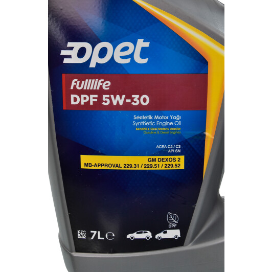 Моторное масло Opet FullLife DPF 5W-30 7 л на Fiat Idea