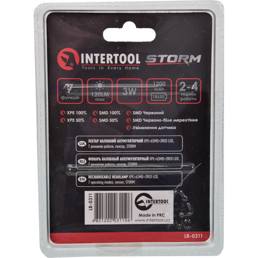 Налобный фонарь Intertool LB-0311