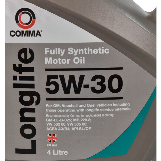 Моторна олива Comma LongLife 5W-30 4 л на Audi A1