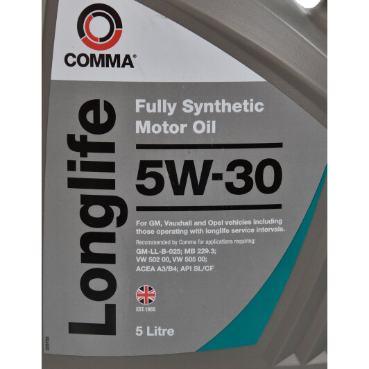 Моторное масло Comma LongLife 5W-30 для Lexus ES 5 л на Lexus ES