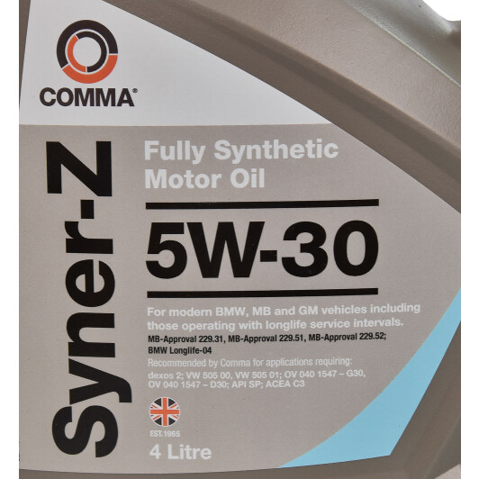 Моторна олива Comma Syner-Z 5W-30 для Citroen C6 4 л на Citroen C6