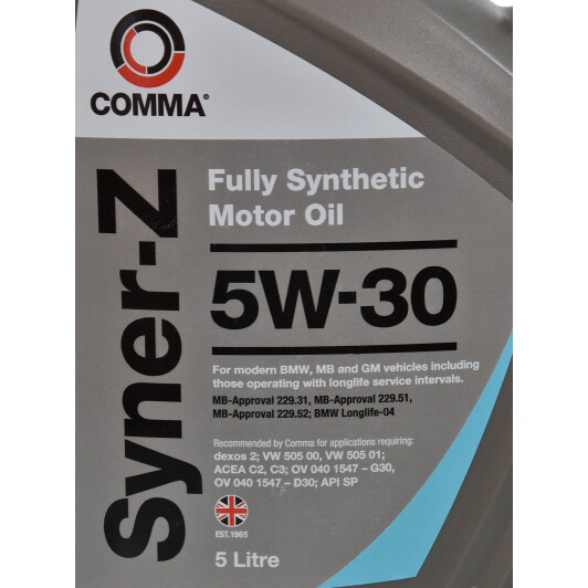 Моторна олива Comma Syner-Z 5W-30 для Citroen C2 5 л на Citroen C2