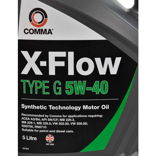 Моторна олива Comma X-Flow Type G 5W-40 5 л на Alfa Romeo 166