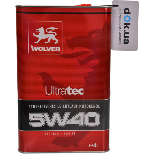 Моторное масло Wolver UltraTec 5W-40 4 л на Daewoo Tico