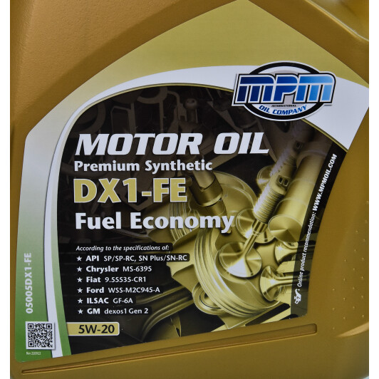 Моторна олива MPM Premium Synthetic DX1 Fuel Economy 5W-20 5 л на Hyundai Pony