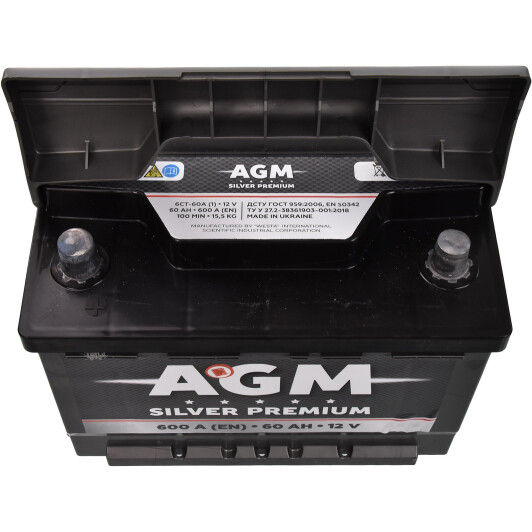 Аккумулятор AGM 6 CT-60-L Silver Premium AKBLU1052