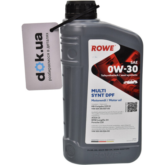 Моторное масло Rowe Multi Synt DPF 0W-30 1 л на Fiat Tempra