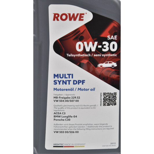 Моторное масло Rowe Multi Synt DPF 0W-30 1 л на SAAB 9000
