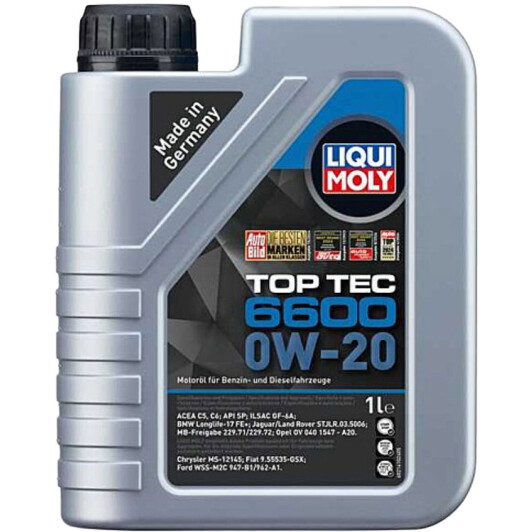 Моторное масло Liqui Moly Top Tec 6600 0W-20 1 л на Chery Tiggo