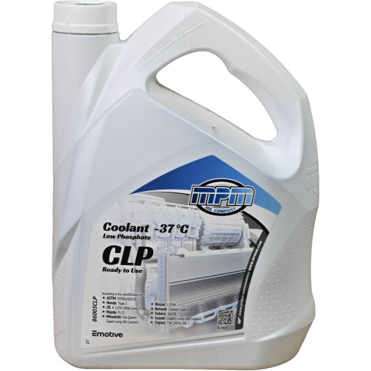 MPM Low Phosphate синий -37 °C, 5 л (86005CLP) готовый антифриз 5 л