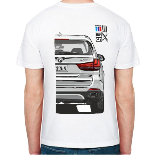 Футболка мужская Avtolife классическая BMW X5 F15 Stock White белая принт сзади