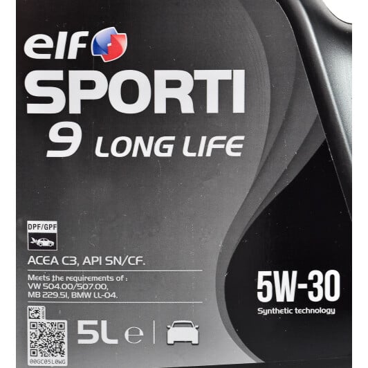 Моторное масло Elf Sporti 9 Long Life 5W-30 5 л на Chevrolet Camaro