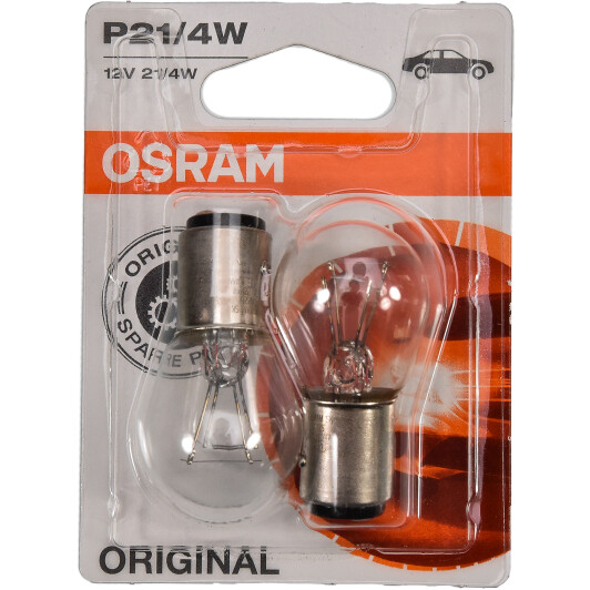 Автолампа Osram Original Line P21/4W BAZ15d 4 W 21 W прозора 7225-02B