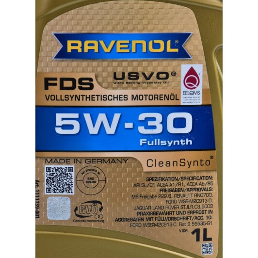 Моторна олива Ravenol FDS 5W-30 1 л на Chevrolet Corvette