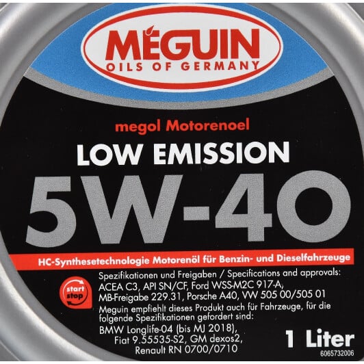 Моторное масло Meguin Low Emission 5W-40 1 л на Opel Sintra