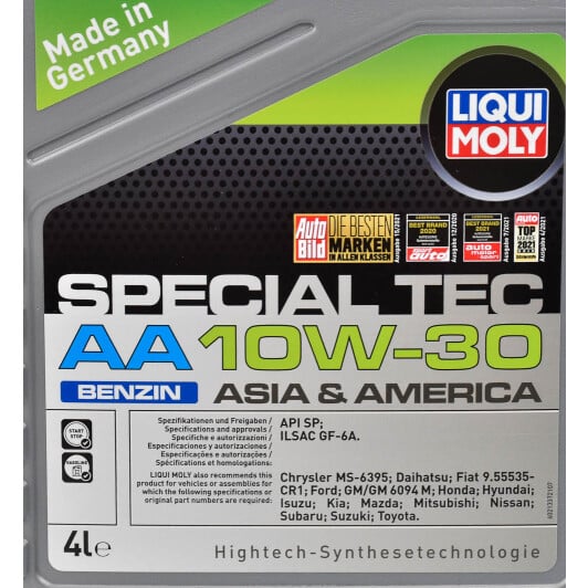 Моторна олива Liqui Moly Special Tec AA Benzin 10W-30 4 л на Citroen DS4