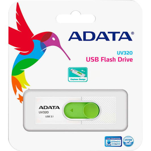 Флешка Adata UV320 White/Green 32 ГБ