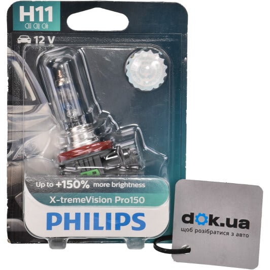 Автолампа Philips X-tremeVision Pro150 H11 PGJ19-2 55 W прозоро-блакитна 12362XVPB1