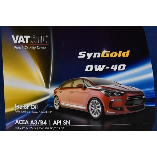 Моторна олива VatOil SynGold 0W-40 4 л на Dodge Journey