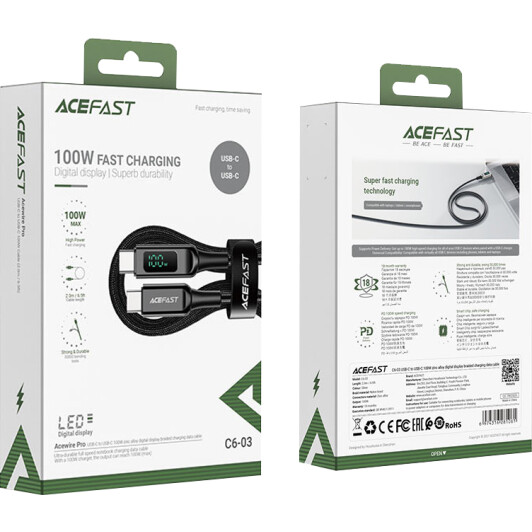Кабель Acefast AFC6-03B USB type-C - USB type-C 2 м
