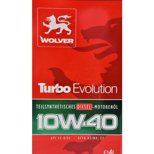 Моторное масло Wolver Turbo Evolution 10W-40 4 л на Peugeot 505
