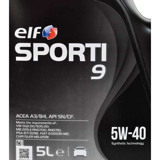 Моторное масло Elf Sporti 9 5W-40 5 л на Peugeot 4008