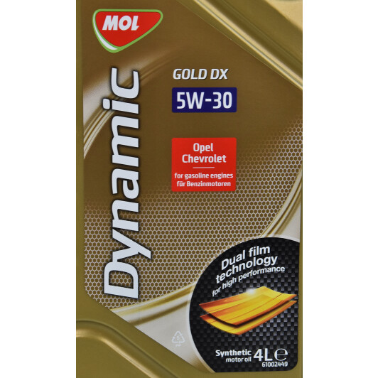 Моторное масло MOL Dynamic Gold DX 5W-30 4 л на Opel Arena