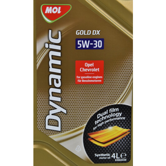 Моторное масло MOL Dynamic Gold DX 5W-30 4 л на Peugeot 4007